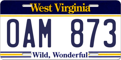 WV license plate OAM873