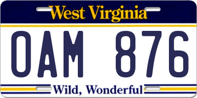 WV license plate OAM876