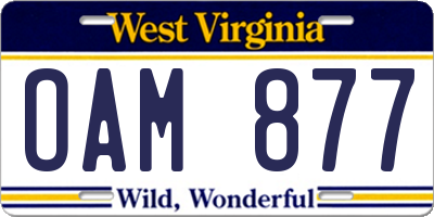 WV license plate OAM877