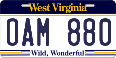 WV license plate OAM880
