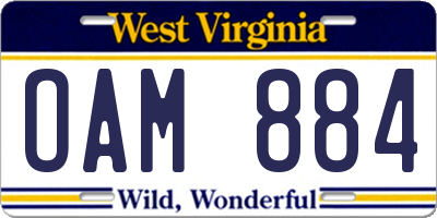 WV license plate OAM884