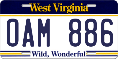 WV license plate OAM886