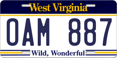 WV license plate OAM887