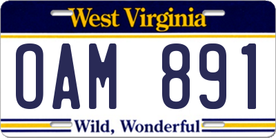 WV license plate OAM891