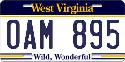 WV license plate OAM895