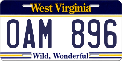 WV license plate OAM896