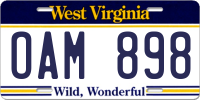 WV license plate OAM898