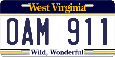 WV license plate OAM911