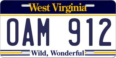 WV license plate OAM912