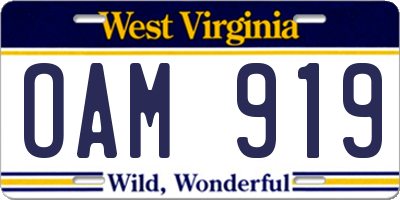 WV license plate OAM919