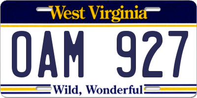 WV license plate OAM927