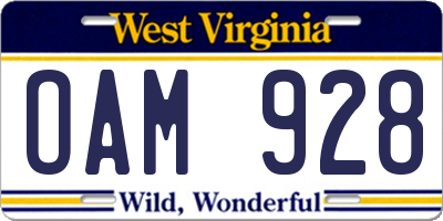 WV license plate OAM928