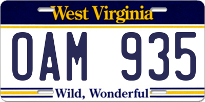 WV license plate OAM935