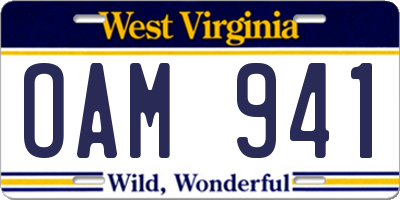 WV license plate OAM941