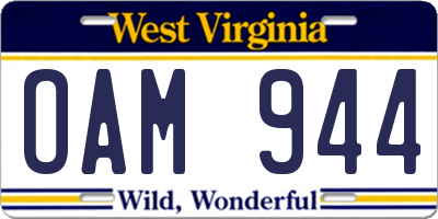 WV license plate OAM944