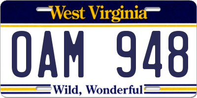 WV license plate OAM948
