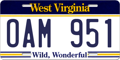 WV license plate OAM951