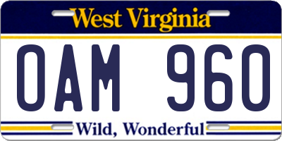 WV license plate OAM960