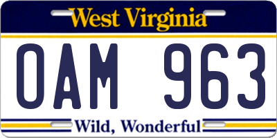 WV license plate OAM963