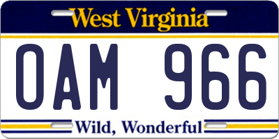 WV license plate OAM966