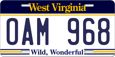 WV license plate OAM968