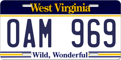 WV license plate OAM969