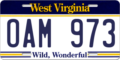 WV license plate OAM973