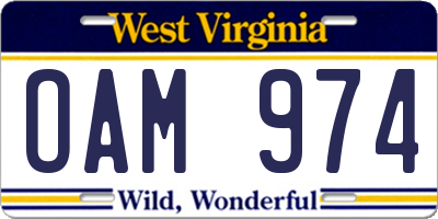 WV license plate OAM974