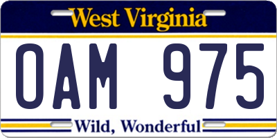 WV license plate OAM975