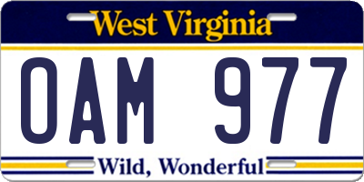 WV license plate OAM977