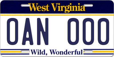 WV license plate OAN000