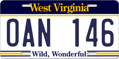 WV license plate OAN146