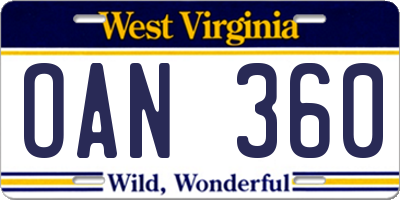 WV license plate OAN360