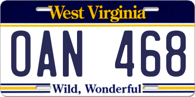 WV license plate OAN468
