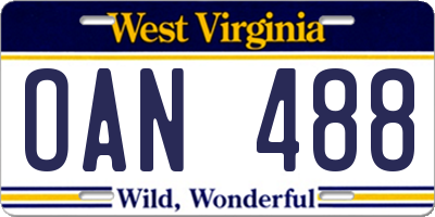 WV license plate OAN488