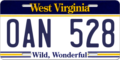 WV license plate OAN528