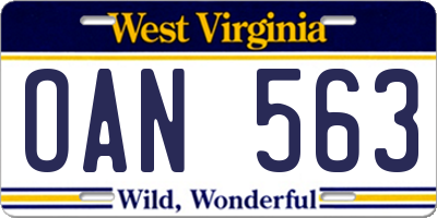 WV license plate OAN563