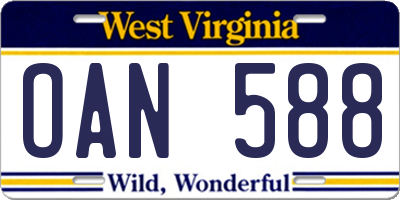 WV license plate OAN588