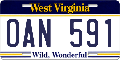 WV license plate OAN591