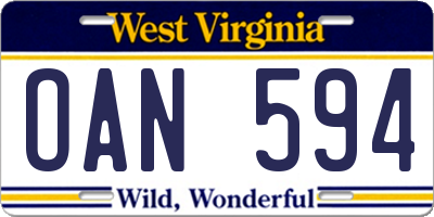 WV license plate OAN594