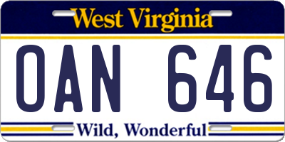 WV license plate OAN646