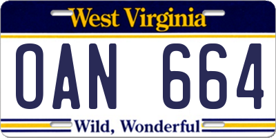 WV license plate OAN664