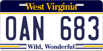 WV license plate OAN683
