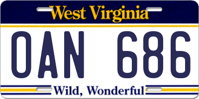 WV license plate OAN686