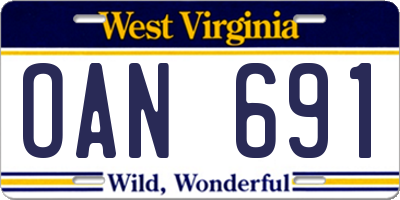 WV license plate OAN691