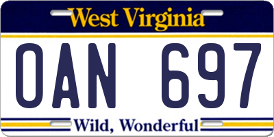 WV license plate OAN697