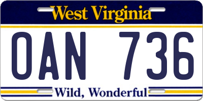 WV license plate OAN736