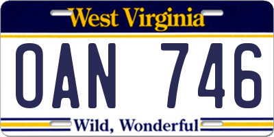 WV license plate OAN746