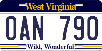 WV license plate OAN790
