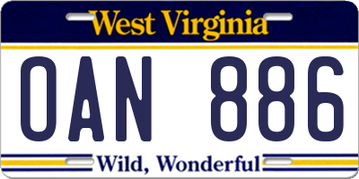 WV license plate OAN886